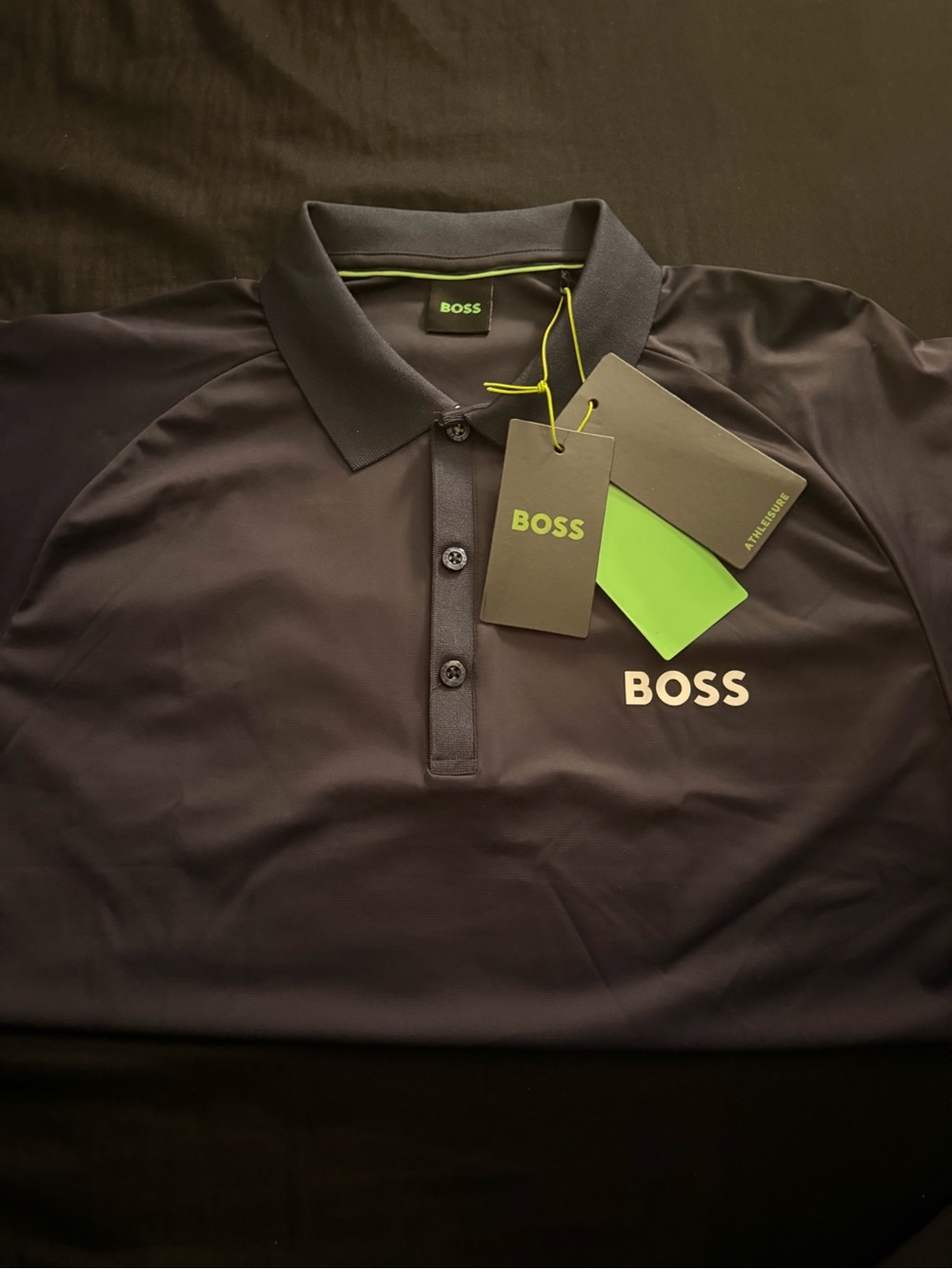 BOSS Men's Black Polo Shirt with Logo Size M